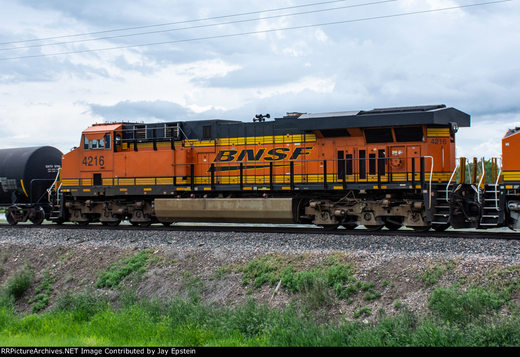 BNSF 4216 trails on a westbound manifest